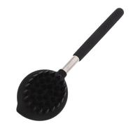 DINHEAROM Long Handle Shower Brush Silicone Back Scrubber Dual-Sided Body Massaging Bath Brush Black Easy to Reach Back for Shower