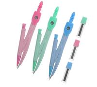 DINHEAROM Math Compasses 3 Sets Metal Drafting Tools with Blue, Pink, Green Kits for Secondary School Geometry and Exam Drawing