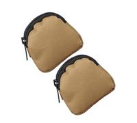 DINHEAROM Mini Coin Pouch and Card Holder Set, Portable Small Wallet Zipper, Mud Color 2pcs, Utility Waist Bag for Coins, Keys, Earphones, and Mobile Storage for Men and Women