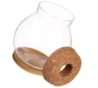 DINHEAROM Mini Fish Tank Glass Bowl with Bamboo Lid Small Desktop Aquarium for Betta Fish Easy to Maintain Elegant and Stylish Home or Workspace Ornament