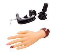 DINHEAROM Nail Mannequin Hand Model with Bracket and Fixed Base Bendable Nail Practice Hand for Manicure Training in Salon or Home Use