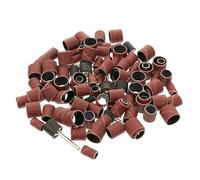 DINHEAROM Nail Sanding Band Set for Manicure and Pedicure 102pcs with Drum Mandrel, Brown Sandpaper Bands Cylindrical Shape, Works on Natural and Artificial Nails