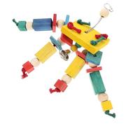 DINHEAROM Natural Wood Blocks Parrot Toy Hanging Chewing Beak Grinding Toy for Boys and Girls Parakeets