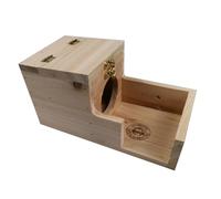 DINHEAROM Natural Wooden Hamster Cabin with Ladder Board and Open/close Flat Design, Safe Chew for Rats and Hamsters, for Keeping Warm in Winter and Animal Hideaway