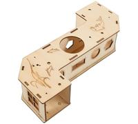 DINHEAROM Natural Wooden Hamster Tunnel Hideout for Small Animals with Multi-functional Climb and Navigate Design, Beige Hollow Tube Suitable for Hamster Cage and Pet Accessory