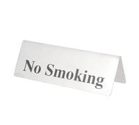 DINHEAROM No Smoking Indicator Desk Sign in Silver Stainless Steel, Tent-shaped Non-smoking Sign for Restaurants and Schools, Washable and Rust-resistant No Smoking Notice
