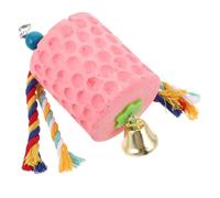 DINHEAROM Parrot Chewing Bird Beak Grinding Stone with Bell, Natural Calcium Mineral Block for Parakeets and Cockatiels, Bird Chew Stone for Beak Maintenance in Cage