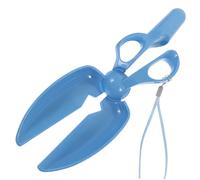 DINHEAROM Pet Poop Scooper Tool Blue Portable Scissors Shape Pickup Clip for Dogs Cats Indoor Outdoor Waste Picker Cleaning