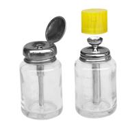 DINHEAROM Press Empty Bottles Pressing Liquid Bottles Nail Polish Remover Containers 2Pcs 100 Ml Glass and PP Material Easy to Carry Simple Operation for Bathroom Counter Or Dressing Table