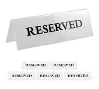 DINHEAROM Reserved Table Tent Signs 15x5cm Acrylic Reserved Seat Cards White Background Black Text Freestanding Restaurant and Wedding Event Set of 6