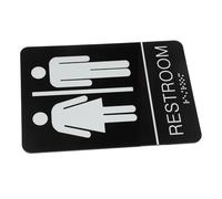 DINHEAROM Self Adhesive Acrylic Restroom Sign Unisex Bathroom Door Sign with Clear English Text and Gender Symbols for Offices Restaurants Schools