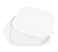 DINHEAROM Silicone Bacon Baking Pan with Lid for Microwave and Oven Cooking Square White Heat-Resistant Non-Stick Bacon Tray for Kitchen Reusable Silicone Bakeware and Meal Prep