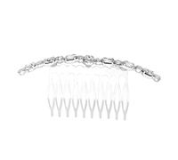 DINHEAROM Silver Alloy Rhinestone Hair Comb Side Hair Accessories Metal Decorative for Women Braids Curly Styling