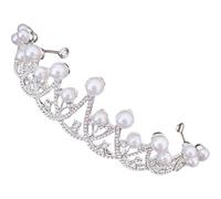 DINHEAROM Silver Pearl Headband Elegant Hair Accessory with Shining Zinc Alloy and Rhinestone Design with Good Visual Effect for Weddings and Proms for Women and Girls