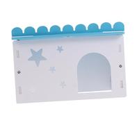 DINHEAROM Small Animal Hideout House and Hamster Playing Bungalow, Medium Sky Blue Flat-top Shelter, Plastic Pet Habitat for Hamsters, Guinea Pigs, Hedgehogs - Indoor Cage Toy and Sleeping