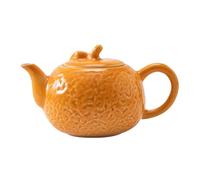 DINHEAROM Small Ceramic Orange Tea Pot Porcelain Kettle for Loose Leaf Tea and Office Use