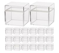 DINHEAROM Small Square Candy Boxes with Lid Space Optimization and Secure Closure 20pcs Plastic Storage Containers for Candy and Desserts for Everyday Snack Sorting