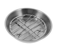 DINHEAROM Stainless Steel Baking Tray with Rack, Round 304 Stainless Steel Grill Plate, Oil Draining and Cooling Plate, Silver, Home Use