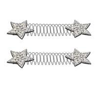 DINHEAROM Star Shape Hair Clips 2 Pack Silver 5.3 Inch U Shape Hair Fixer Comb for Women Invisible in Casual and Professional Settings