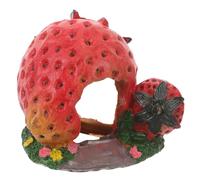 DINHEAROM Strawberry Shaped Reptile Cave Resin Hideout for Bearded Dragons Turtles Other Reptiles Natural Habitat Decor for Tanks Basking Platform Secure Shelter