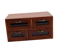 DINHEAROM Vintage Wooden Makeup Organizer Drawer, Desktop Skincare Storage Box Drawers for Cosmetic and Vanity Supplies, Retro Style Makeup Organizer for Home and Travel