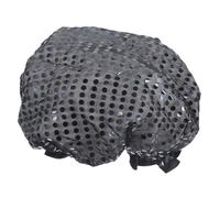 DINHEAROM Waterproof Shower Cap for Women and Men with Double Elastic Band, Reusable Multi-use Bathing Hat Made of Sequin Fabric and Peva, Suitable for Shower and Skincare in Black