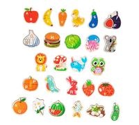 DINHEAROM Wooden Animal Alphabet Puzzle Montessori Dual Learning with Fruit Matching and Letter Recognition Educational Board Puzzles for Preschool Safe Wooden Material and Bright Graphics