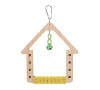 DINHEAROM Wooden Bird Swing Perch: Cage Hanging Toys - Bird Perch Climbing Toy - Rope Swing with Bell for Budgie, Cockatiels, Conures, Finches, Small Parakeets