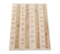 DINHEAROM Wooden Braille Alphabet Tracing Board for with Tactile Raised Dots, Montessori Braille Learning Tool for Blind, Educational Letter and Number Teaching Aid