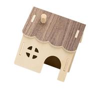 DINHEAROM Wooden Hamster Hideaway House 1pcs - Small Animal Shelter Villa for Hamsters, Hedgehogs, Mice - Natural Pet Wood Hideout Habitat