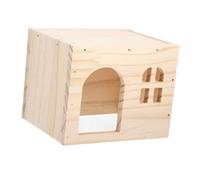 DINHEAROM Wooden Hamster Hideaway House Feeding Platform Small Animal Hiding Hut Natural Wooden PET Shelter for Hamsters Gerbils and Small Rodents
