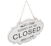 DINHEAROM Wooden Open Closed Business Sign 2-sided Hanging Door Sign White Density Board with Jute Rope Stylish Unique Design for Storefronts and Residential Entrances, Easy Visibility
