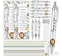 Dinifee 36 Sets Safari Park Baby Shower Favors Pens Includes 36 Rolling Paper Ballpoint Pens and Greeting Bookmarks Safari Jungle Baby Shower Game Prizes Party Favors Return Gifts