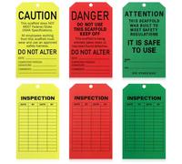 Dinifee 5.75" x 3.25" Inspection Tags, Danger/Caution/Attention, PF Cardstock Scaffold Status Tag with Grommet, Black Text on Green/Yellow/red, Inspection Record Tag for Indoor Outdoor Use (50 Bag)