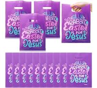 Dinifee 60 Pcs Easter Plastic Gift Bags Large Easter Treat Goody Bags for Kids Reusable Rabbit Goodie Plastic Christian Favor for Party Favor Gift Wrapping 7.8 x 11 Inch