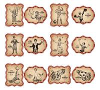Dinifee 60 Pcs Vintage Circus Cutouts Circus Party Decor Retro Carnival Bulletin Board Cutouts Decorations Die Cut for DIY Craft Celebration Bulletin Board Decorations