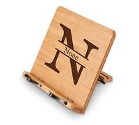 Dinikally Personalised Engraved Name Bamboo Book Stand Adjustable Custom Book Holder Cookbook Reading Table (sty1)