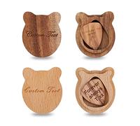 Dinikally Personalised Sweet Bear Pick Box Custom Engraved Wooden Pick Box Holder Case With Plectrum Gift For Son (sty1)