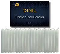 Dinil - Set of 20 White Spell & Chime Candles - Premium Mini Taper Candles for Rituals, Prayer, Birthdays, Meditation, Altar, Spells, Chime Candles - 4 Inch Tall, Unscented (White)