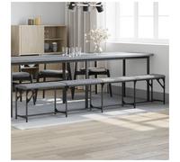 Dining Bench 248x32x45 cm Steel Frame Light Grey Padded Seat 110kg Capacity Home