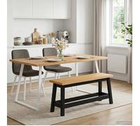 Dining Bench Black Solid Pine Wood Live Edge 91.5x29x45.5cm Painted Industrial.