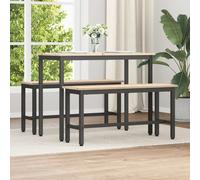 Dining Bench Natural Solid Pine 100x32.5x49cm Black Steel Legs Indoor Seating 2p