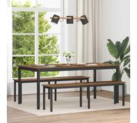 Dining Bench Old Wood 160x35x45cm Engineered Wood Top Metal Legs Sturdy 110kg/ea