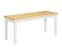 HOMCOM Wood Bench 2 Seater Solid Wooden Bench in Garden, Kitchen, Living Dining Room, Natural Wood Effect, White Aosom UK