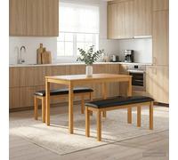 Dining Bench Solid Oak Black 95x32x45cm Modern Minimalist Kitchen Seating for 2
