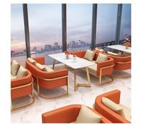 Dining Booth Seating Set - Modular Sectional Sofa with Table, Leather Couch and Metal Base for Living Room and Lounge Areas