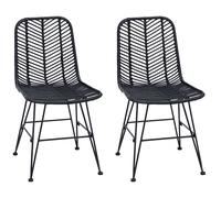 Dining Chair 2 pcs Rattan and Iron HighBackChair Room Seating Kitchen vidaXL