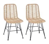 Dining Chair 2 pcs Rattan and Iron HighBackChair Room Seating Kitchen vidaXL