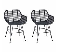 vidaXL Dining Chair 2 pcs Rattan and Iron Natural 55 x 50 x 74 cm