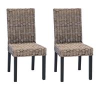 vidaXL Dining Chair 2 pcs Solid Mahogany Wood Black Wash